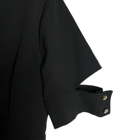 Hannah Women's Black Bodycon Ruffle Trim Midi Dress - Picture 5 of 10